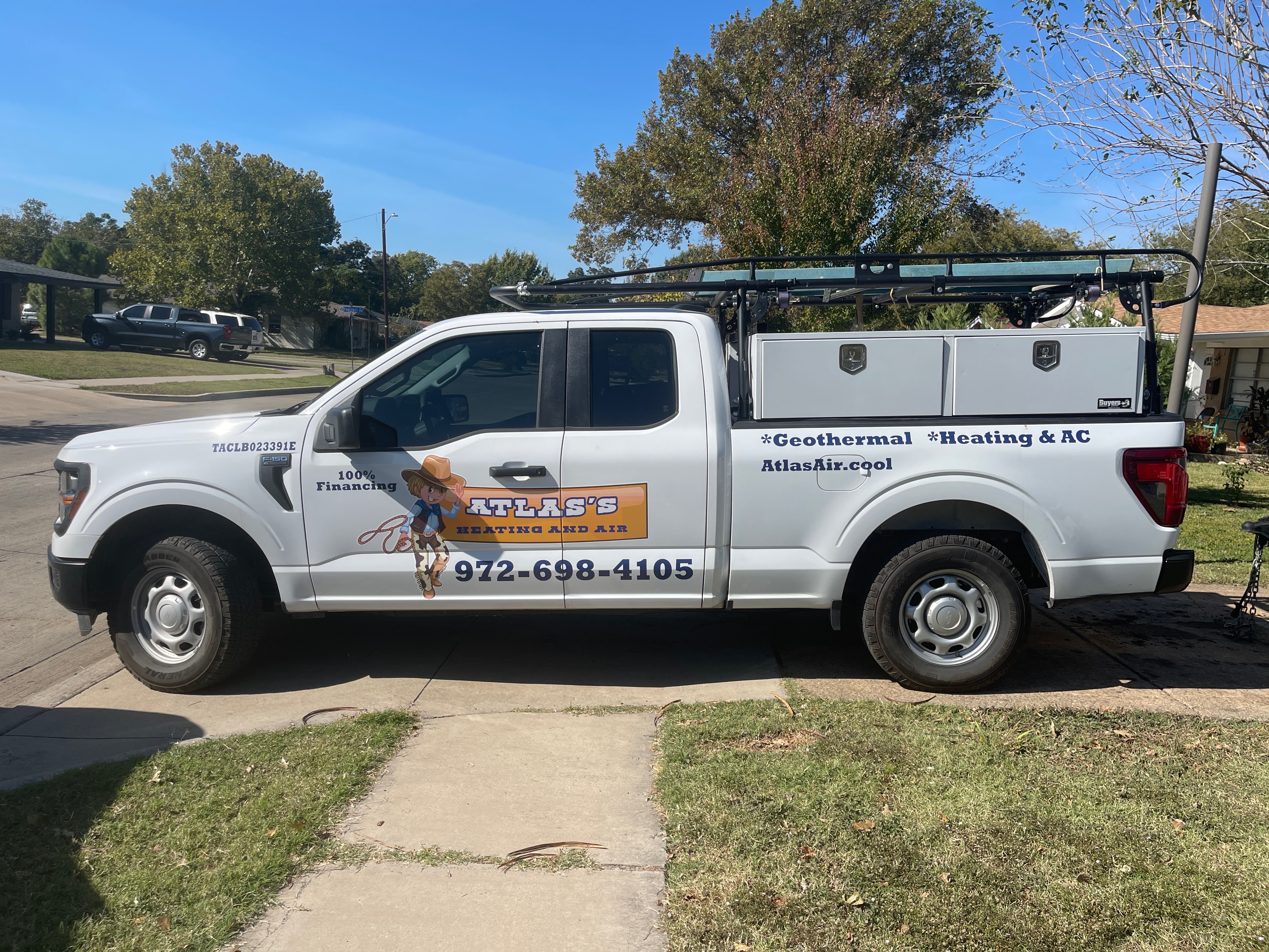 Atlas Heating and Air service truck serving Carrollton and Dallas County